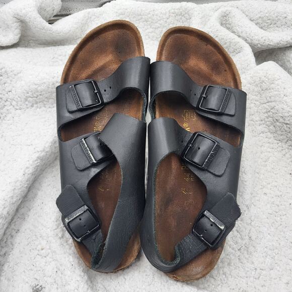 Birkenstock Milano Black Nubuck Oiled Leather Mens Size 44 US 11-11.5 main image 7